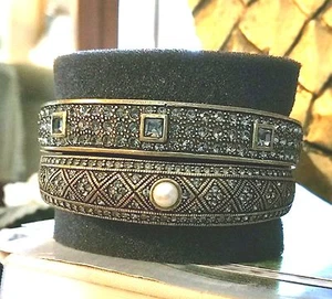 Heidi Daus 'Daily Double' set of two black diamond and pearl bracelets size S/M - Bild 1 von 5