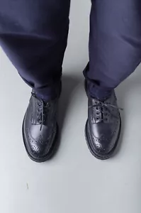Tricker's Bourton Brogue Shoes Black Olivvia Leather - UK 8, 9 & 10 - BNWB, £565 - Picture 1 of 19