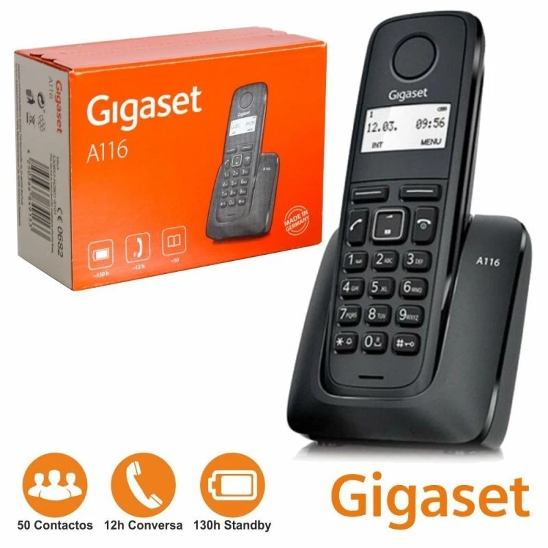 Gigaset A116 Telefono Fisso Casa Senza Fili Cordless Ufficio Portatile DECT Nero