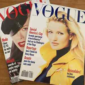 1992 PARIS VOGUE magazines vintage 1990s Paulina Porizkova Annette Bening Models