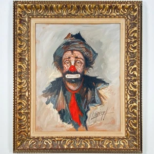 Mid Century Öl auf Künstlertafel - Louis Spiegel, (1901-1975 Cincinnati OH) Clown - Bild 1 von 3