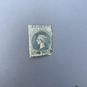1855-1871 South Australia Queen Victoria 6d six pence blue stamp - used - Picture 1 of 2