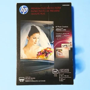 HP Premium Plus miękki połysk papier fotograficzny błyszczący papier fotograficzny 80lb 4x6 100 szt. zapieczętowany - Zdjęcie 1 z 2