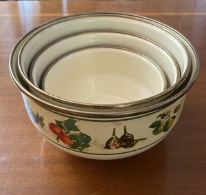 VTG Tools of the Trade Basics 4-Piece Nesting Mixing Bowl Set Fruit - Gold Rims - Picture 1 of 18