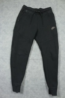 Calça de moletom Nike Tech masculina pequena preta reciclada logotipo joggers atlética pista - Imagem 1 de 4