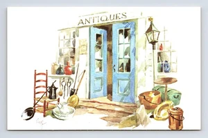 Watercolor Art Storefront Doorway Postcard - Picture 1 of 11