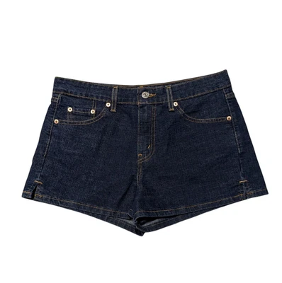 Vintage Y2K Levi's Denim Micro Mini Shorts Size 9 Dark Blue Jean Red Tab 2002 - Image 1 of 4