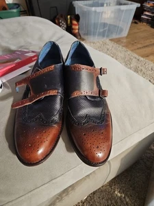 Herren Testosteron Leder elegante Schuhe Größe 44 doppelter Mönchsriemen Z1 - Bild 1 von 8