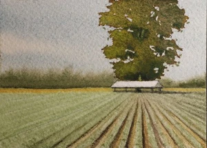 Laytonfield 8, Farm Landscape, ACEO Original, Watercolor, 2.5x3.5, Signed - Picture 1 of 2