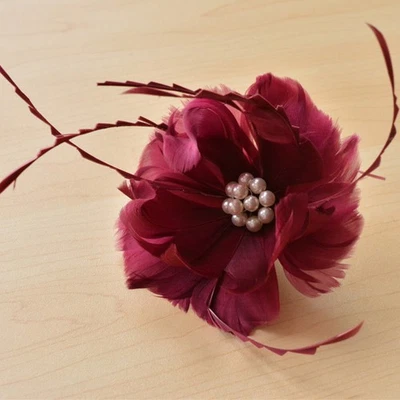 80 Colours Goose Feather Flower Pearls Millinery Hat Fascinator Headwear Ascot - Image 1 of 4