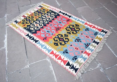 Alfombra Turca 41"" x 66"" Anatolia Kayseri Alfombra Acrílica Decoración del Hogar Alfombra Tejida Plana Foto 1 de 4