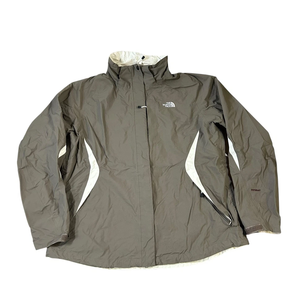 Chaqueta cortavientos The North Face HyVent con capucha para mujer XXL marrón jaspeado Foto 1 de 4