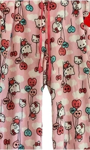 Hello Kitty Sanrio Gr. XL Herzen Ballons Fuzzy Soft Touch Pyjamahose Neu mit Etikett - Bild 1 von 13