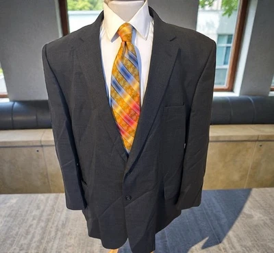 Jos A Bank Gray Burgundy Windowpane Plaid Wool Blazer Sport Coat Jacket 52R Slim - Image 1 of 4