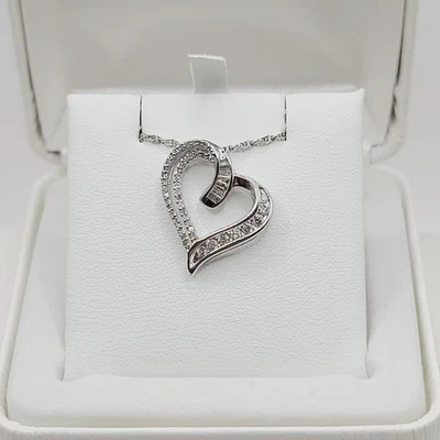 Sterling Silver 1/2 ct. T.W. Diamond Heart Swirl Pendant Necklace - Image 1 of 4