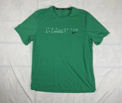 Nike Running Dri-Fit Rise 365 Reflective T-Shirt CJ5420-100 Mens L Green - Image 1 of 4