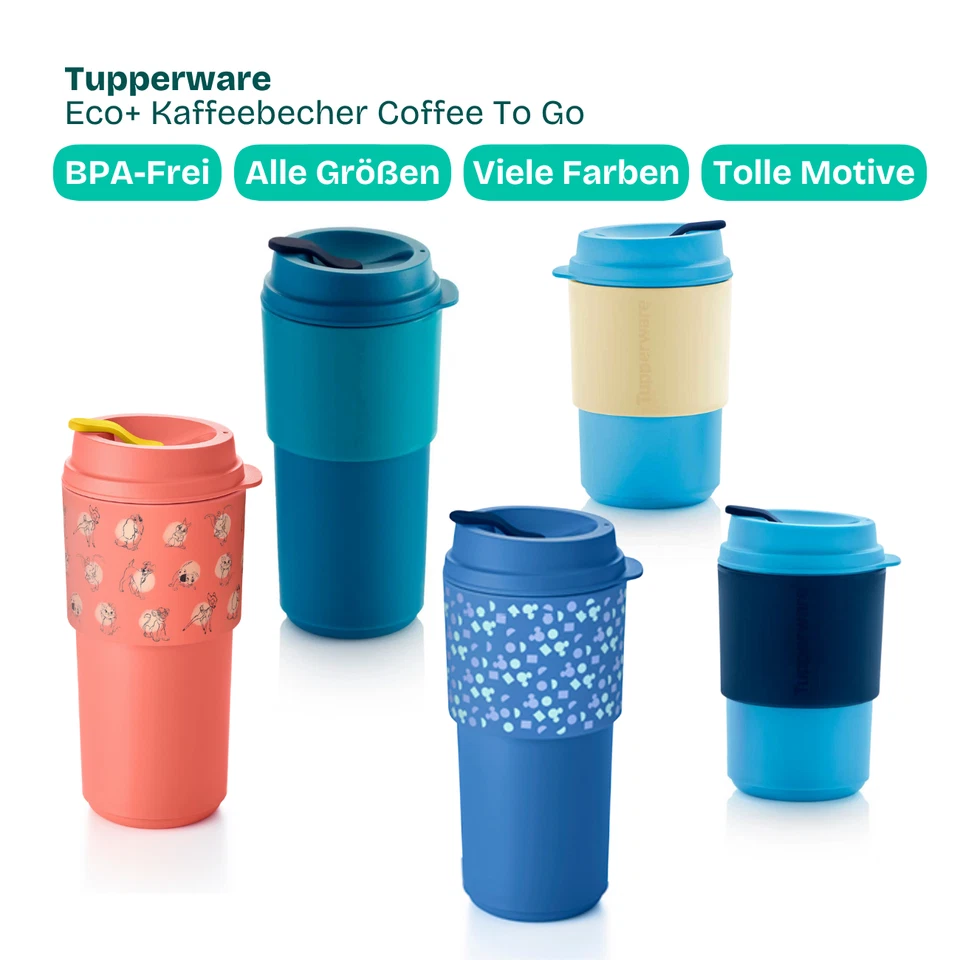 Tupperware Eco+ Kaffeebecher Einzel 350 ml 490 ml Coffee To Go T101 Viele Farben - Bild 1 von 4