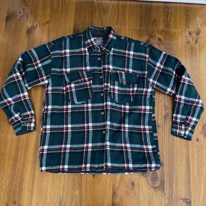 SOTE Fleece Lined Flannelette Shirt Jacket Size L Large Green Warm - Picture 1 of 7