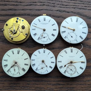 6 x Antique Pocket Watch Movements for Repair or Parts Not Working (CM11) - Picture 1 of 12