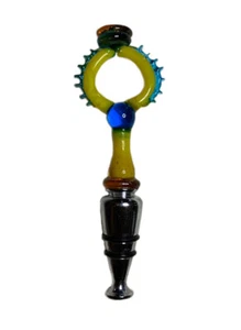 Lampada in vetro astratto apribottiglie da lavoro decorazione giallo e blu - Foto 1 di 5