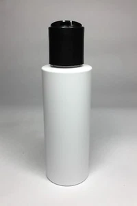 200ml PET Plastic White Cylindrical Bottles + Black Disc Top ANY AMOUNT - Picture 1 of 3
