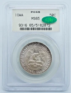 1946 Iowa Silver Commemorative Half Dollar PCGS & CAC MS65 OGH Old Holder- C1428 - Picture 1 of 6
