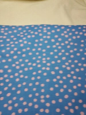 Vintage Sewing Fabric Med Blue & Pale Pink Scatter Polka Dots 1.25yx45" Cotton - Image 1 of 3