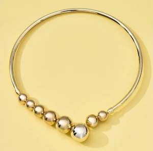 Exaggerated Pearl Necklace For Women Simple Versatile Golden Bead Opening Collar - Picture 1 of 5