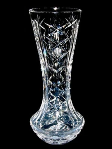 WATERFORD V. PRETTY 10" CORSET VASE UNIDENTIFIED PATTERN GOTHIC ACID ETCHED MARK - Picture 1 of 10