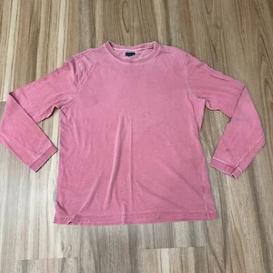 Vtg J Crew Always Salmon Pink Fade Grunge Long Sleeve T Shirt Size L Made in USA - Picture 1 of 8