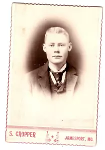Foto Portrait Kabinett Karte Levi Ernest Pickett S.Cropper Jamesport MO - Bild 1 von 2