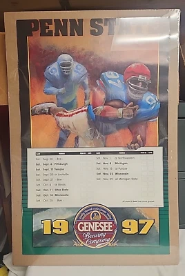 New 1997 PENN STATE NITTANY LIONS PSU Genesee Football Schedule Poster 14" x 22" - Image 1 of 4