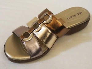NIB Michelle D Val Ring or Lucy Green Stones Detail Slide Sandals, Size 7.5 M US - Picture 1 of 27