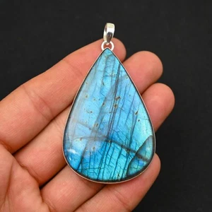 Natural Labradorite Gemstone 925 Sterling Silver Handmade Jewelry Pendant Gift - Picture 1 of 6