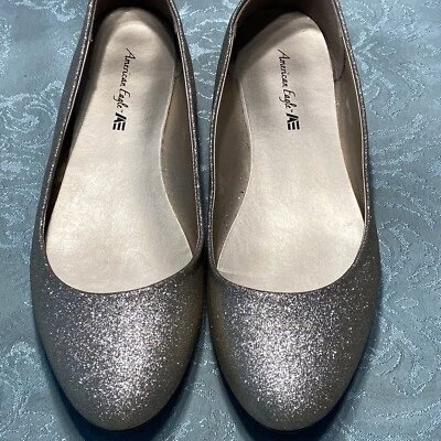 American Eagle Outfitters Oro Brillo $10 Puntera Redonda Planos - Para Mujer’s 7.5 Foto 1 de 4