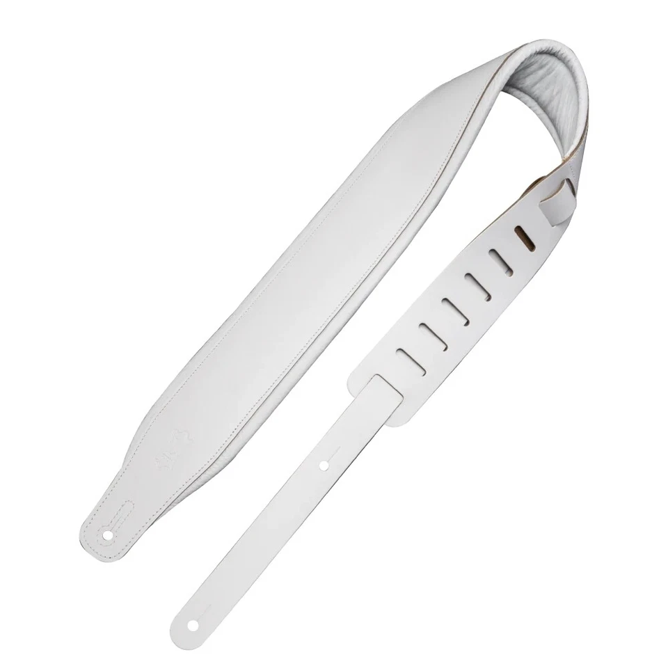 Correa de guitarra Levy's de cuero amplificado de 3" - blanca Foto 1 de 1