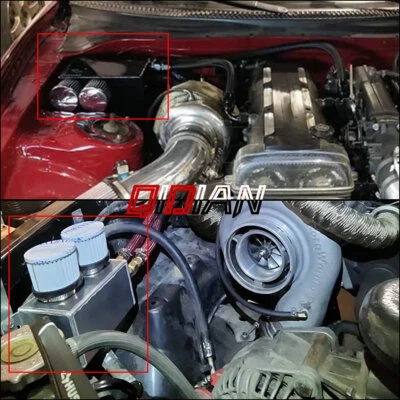 10AN 2 Port Dual Breather Filter Car Universal 1.2L Aluminum Oil Catch Can Tank - Image 1 of 4