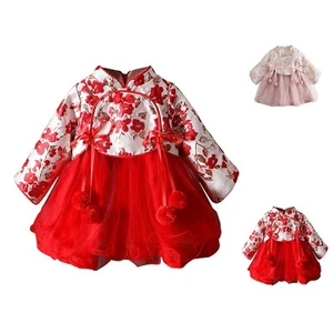 Kids Baby Girls Chinese New Year Dress  Long Sleeve Tang Suit Traditional Dress - Picture 1 of 20