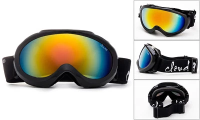 Cloud 9 - Kids Snow Ski Goggles Youth Black Orange Flash Mirror Pouch Included