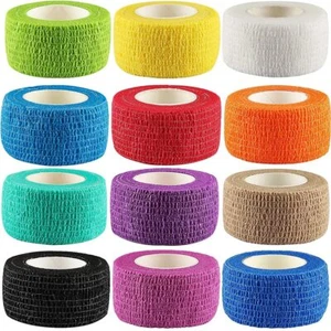 12 Pack 1 Inch x 5 Yards Self Adhesive Bandage Wrap for Sports First Aid - Picture 1 of 1