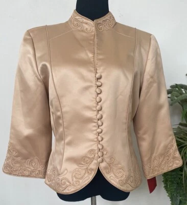 NWT JS Collections Womens Champagne Beaded Embroidered Formal Jacket Sz 16, $208 - Image 1 of 4
