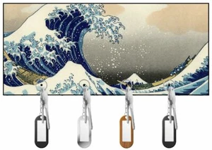 Japanese Print (waves) Wall Mounted Key Hanger/Key Holder - Foto 1 di 2