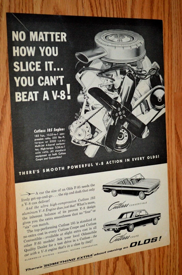 Oldsmobile F85 Cutlass 185 1962 motor original vintage anuncio-62 Foto 1 de 1