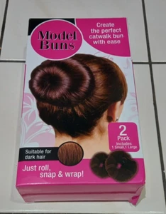 Model Buns 2 Pack for Dark Hair Donut/Hair up/Buns/Roll/Snap/Wrap - Picture 1 of 2