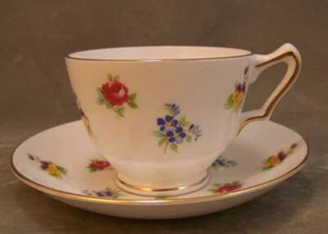 Crown Staffordshire Teacup Saucer England Floral Pansy - Picture 1 of 2