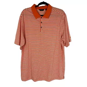 Walter Hagen Striped Golf Polo Shirt Orange White Pima Cotton Short Sleeve XL - Picture 1 of 7