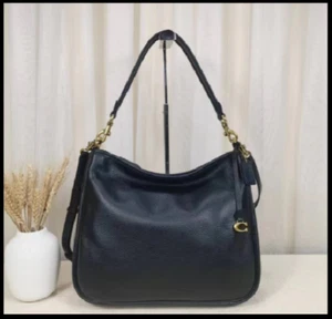 COACH CC435 Black Cary Shoulder Bag Soft Pebble Leather Outlet NEW - Picture 1 of 9