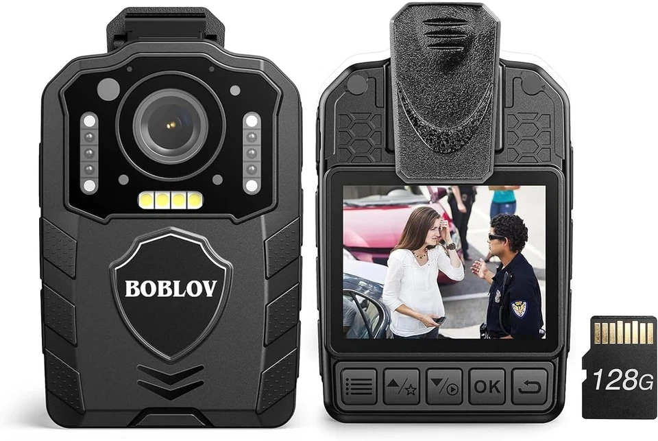 BOBLOV KJ25 Body Camera 2k Police Camera Night Vision Audio Video Recording 128G