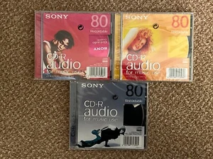 3 x Sony CD-R, Music, Audio Blank Recordable 80 min NEW & SEALED - Picture 1 of 3
