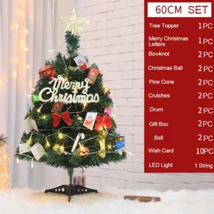 60CM Mini Weihnachtsbaum mit 20 LED Licht Tannenbaum Stern-Baumspitze Ornamenten - Bild 1 von 12
